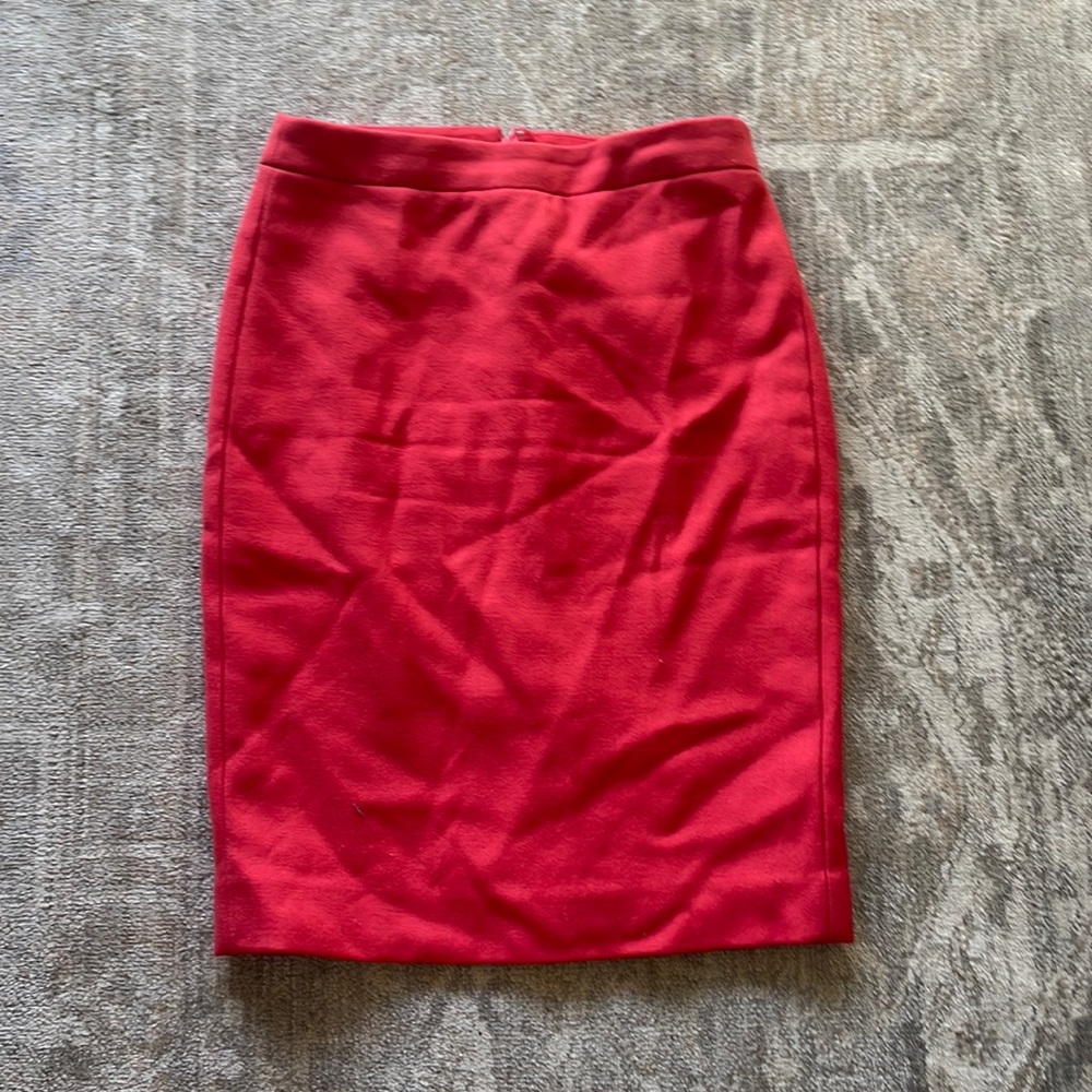 Red Wool Pencil Skirt